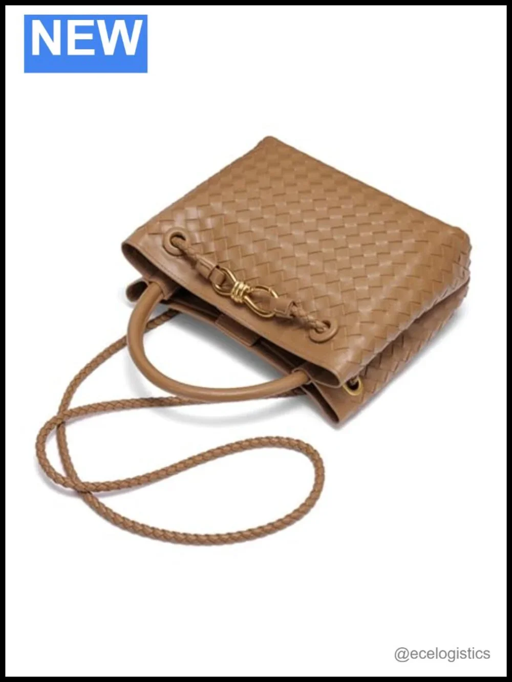 Vegan Leather Woven Top Handle Hobo Shoulder Tote Bag with Adjustable Strap